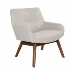 House Nordic Fauteuils Fauteuil En Tissu Et Pieds En Bois Naturel Ecru