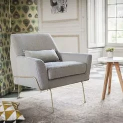 PIB Fauteuils Fauteuil En Tissu Gris Et Bleu -Chaise Soldes Magasin fauteuil en tissu gris et bleu 2