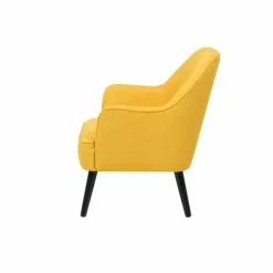 Beliani Fauteuils Fauteuil En Tissu Jaune -Chaise Soldes Magasin fauteuil en tissu jaune 4