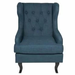 Beliani Fauteuils Fauteuil En Tissu Tapissé Bleu Foncé -Chaise Soldes Magasin fauteuil en tissu tapisse bleu fonce 2