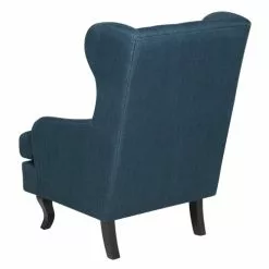Beliani Fauteuils Fauteuil En Tissu Tapissé Bleu Foncé -Chaise Soldes Magasin fauteuil en tissu tapisse bleu fonce 3