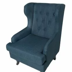 Beliani Fauteuils Fauteuil En Tissu Tapissé Bleu Foncé -Chaise Soldes Magasin fauteuil en tissu tapisse bleu fonce 4