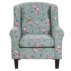 Beliani Fauteuils Fauteuil En Tissu Vert à Motif Floral Avec Repose-pieds -Chaise Soldes Magasin fauteuil en tissu vert a motif floral avec repose pieds 2
