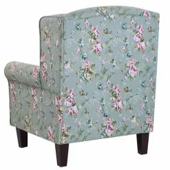 Beliani Fauteuils Fauteuil En Tissu Vert à Motif Floral Avec Repose-pieds -Chaise Soldes Magasin fauteuil en tissu vert a motif floral avec repose pieds 4