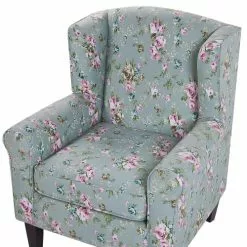 Beliani Fauteuils Fauteuil En Tissu Vert à Motif Floral Avec Repose-pieds -Chaise Soldes Magasin fauteuil en tissu vert a motif floral avec repose pieds 5