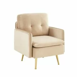Baita Fauteuils Fauteuil En Velours 1 Place Beige -Chaise Soldes Magasin fauteuil en velours 1 place beige 2