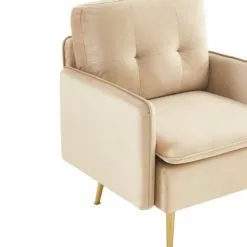 Baita Fauteuils Fauteuil En Velours 1 Place Beige -Chaise Soldes Magasin fauteuil en velours 1 place beige 4