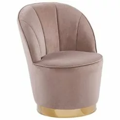 Beliani Fauteuils Fauteuil En Velours Beige