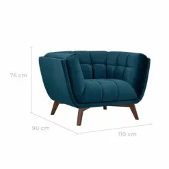 Rendez Vous Déco Fauteuils Fauteuil En Velours Bleu Canard -Chaise Soldes Magasin fauteuil en velours bleu canard 2