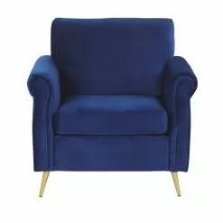 Beliani Fauteuils Fauteuil En Velours Bleu Cobalt -Chaise Soldes Magasin fauteuil en velours bleu cobalt 2