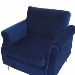 Beliani Fauteuils Fauteuil En Velours Bleu Cobalt -Chaise Soldes Magasin fauteuil en velours bleu cobalt 4