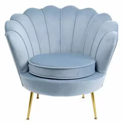 Kare Design Fauteuils Fauteuil En Velours Bleu Et Acier Doré