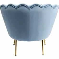 Kare Design Fauteuils Fauteuil En Velours Bleu Et Acier Doré -Chaise Soldes Magasin fauteuil en velours bleu et acier dore 3