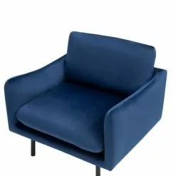 Beliani Fauteuils Fauteuil En Velours Bleu Foncé -Chaise Soldes Magasin fauteuil en velours bleu fonce 10