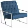 Beliani Fauteuils Fauteuil En Velours Bleu Foncé