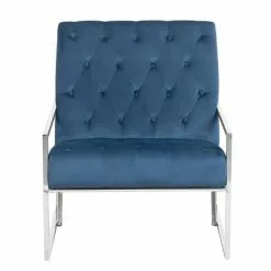 Beliani Fauteuils Fauteuil En Velours Bleu Foncé -Chaise Soldes Magasin fauteuil en velours bleu fonce 2