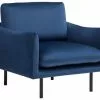 Beliani Fauteuils Fauteuil En Velours Bleu Foncé
