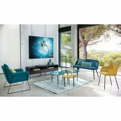 Maisons Du Monde Fauteuils Fauteuil En Velours Bleu Pétrole -Chaise Soldes Magasin fauteuil en velours bleu petrole 1000 12 5 174993 6