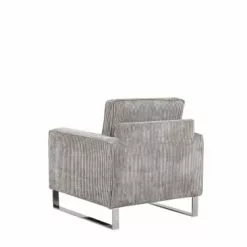 Beliani Fauteuils Fauteuil En Velours Côtelé Gris -Chaise Soldes Magasin fauteuil en velours cotele gris 4