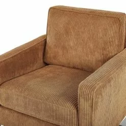 Beliani Fauteuils Fauteuil En Velours Côtelé Marron Clair -Chaise Soldes Magasin fauteuil en velours cotele marron clair 2