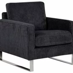 Beliani Fauteuils Fauteuil En Velours Côtelé Noir