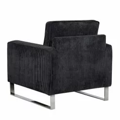 Beliani Fauteuils Fauteuil En Velours Côtelé Noir -Chaise Soldes Magasin fauteuil en velours cotele noir 4