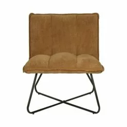 Pomax Fauteuils Fauteuil En Velours Côtelé Pieds Métal Camel -Chaise Soldes Magasin fauteuil en velours cotele pieds metal camel 2