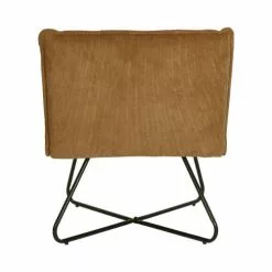 Pomax Fauteuils Fauteuil En Velours Côtelé Pieds Métal Camel -Chaise Soldes Magasin fauteuil en velours cotele pieds metal camel 3