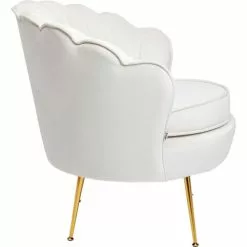 Kare Design Fauteuils Fauteuil En Velours écru Et Acier Doré -Chaise Soldes Magasin fauteuil en velours ecru et acier dore 3