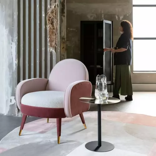 Zuiver Fauteuils Fauteuil En Velours Et Tissu Rose 2 Zuiver Fauteuils Fauteuil En Velours Et Tissu Rose – Image 2