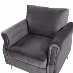 Beliani Fauteuils Fauteuil En Velours Gris -Chaise Soldes Magasin fauteuil en velours gris 10