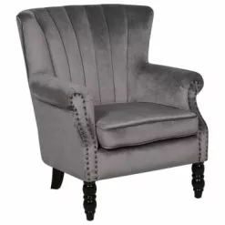 Beliani Fauteuils Fauteuil En Velours Gris