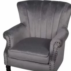 Beliani Fauteuils Fauteuil En Velours Gris -Chaise Soldes Magasin fauteuil en velours gris 14
