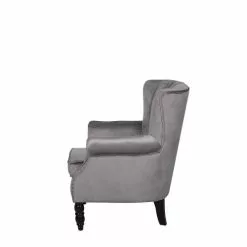 Beliani Fauteuils Fauteuil En Velours Gris -Chaise Soldes Magasin fauteuil en velours gris 15