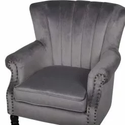 Beliani Fauteuils Fauteuil En Velours Gris -Chaise Soldes Magasin fauteuil en velours gris 17
