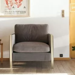 PIB Fauteuils Fauteuil En Velours Gris -Chaise Soldes Magasin fauteuil en velours gris 2