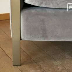 PIB Fauteuils Fauteuil En Velours Gris -Chaise Soldes Magasin fauteuil en velours gris 4