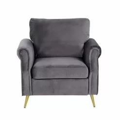 Beliani Fauteuils Fauteuil En Velours Gris -Chaise Soldes Magasin fauteuil en velours gris 8