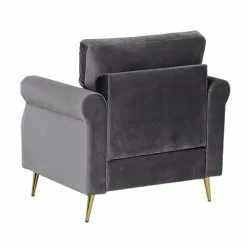 Beliani Fauteuils Fauteuil En Velours Gris -Chaise Soldes Magasin fauteuil en velours gris 9