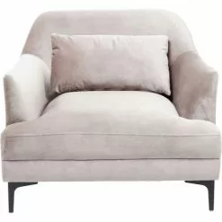 Kare Design Fauteuils Fauteuil En Velours Gris Et Acier
