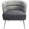 Kare Design Fauteuils Fauteuil En Velours Gris Et Acier Chromé