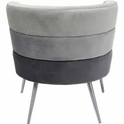 Kare Design Fauteuils Fauteuil En Velours Gris Et Acier Chromé -Chaise Soldes Magasin fauteuil en velours gris et acier chrome 2