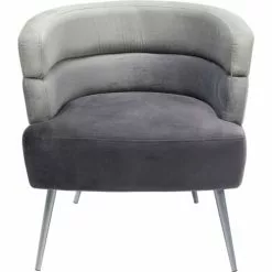 Kare Design Fauteuils Fauteuil En Velours Gris Et Acier Chromé