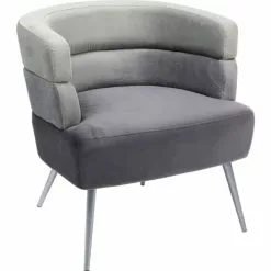 Kare Design Fauteuils Fauteuil En Velours Gris Et Acier Chromé -Chaise Soldes Magasin fauteuil en velours gris et acier chrome 4