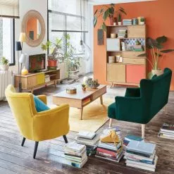 Maisons Du Monde Fauteuils Fauteuil En Velours Jaune -Chaise Soldes Magasin fauteuil en velours jaune 1000 15 0 156415 10