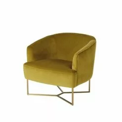 Maisons Du Monde Fauteuils Fauteuil En Velours Jaune Moutarde