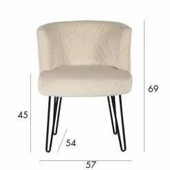 Now’s Home Fauteuils Fauteuil En Velours Matelassé écru Pieds En Métal Noir -Chaise Soldes Magasin fauteuil en velours matelasse ecru pieds en metal noir 4