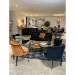 Pirouette Paris Fauteuils Fauteuil En Velours Matelassé Noir Pieds En Métal Noir -Chaise Soldes Magasin fauteuil en velours matelasse noir pieds en metal noir 3