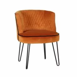 Pirouette Paris Fauteuils Fauteuil En Velours Matelassé Terracotta Pieds En Métal Noir