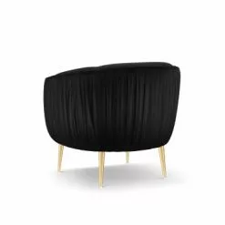 Micadoni Home Fauteuils Fauteuil En Velours Noir -Chaise Soldes Magasin fauteuil en velours noir 5